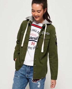 Superdry Maddie Hooded Női Ing Khaki | ZYCHE9574